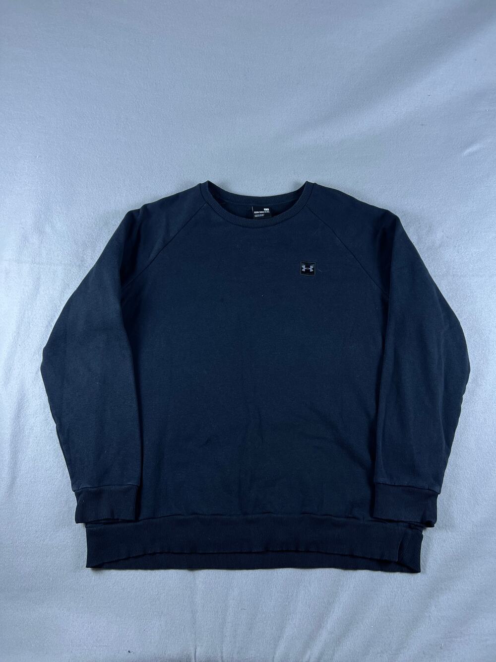 Under Armour Sweatshirt Mens 2XL Black Crew Neck Raglan Fleece Blank Pullover